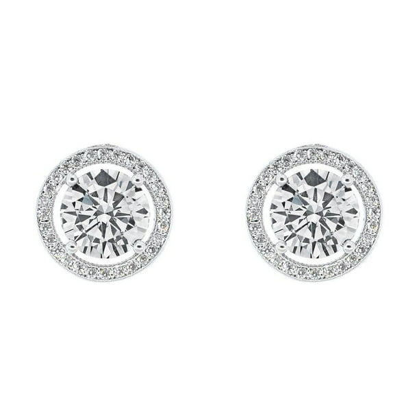 Girls Jewellery 14K White Gold Plated Simulated Diamond Stud Screwback Earrings For Womens 
